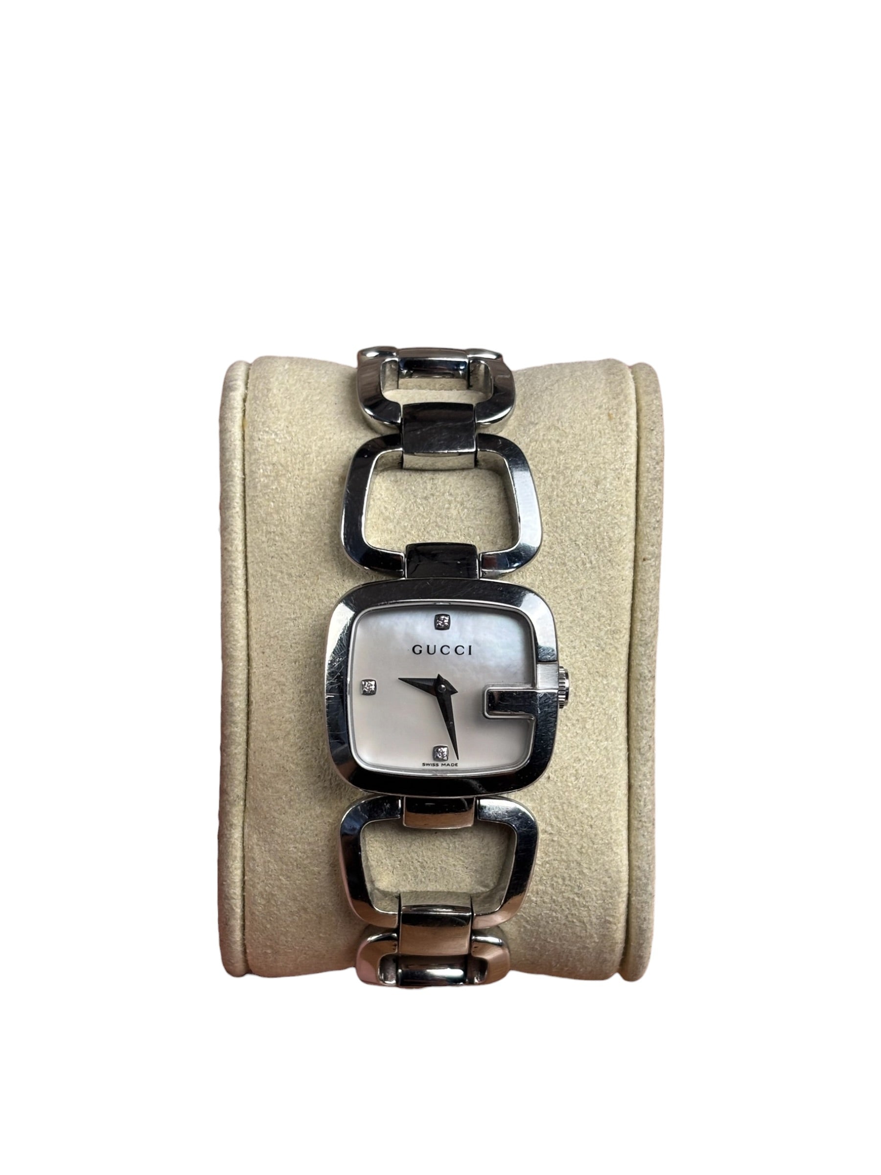 Gucci G Stainless Steel Shiny White Dial Watch