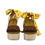 Miu Miu Brown Raffia/Leather Platform Sandals