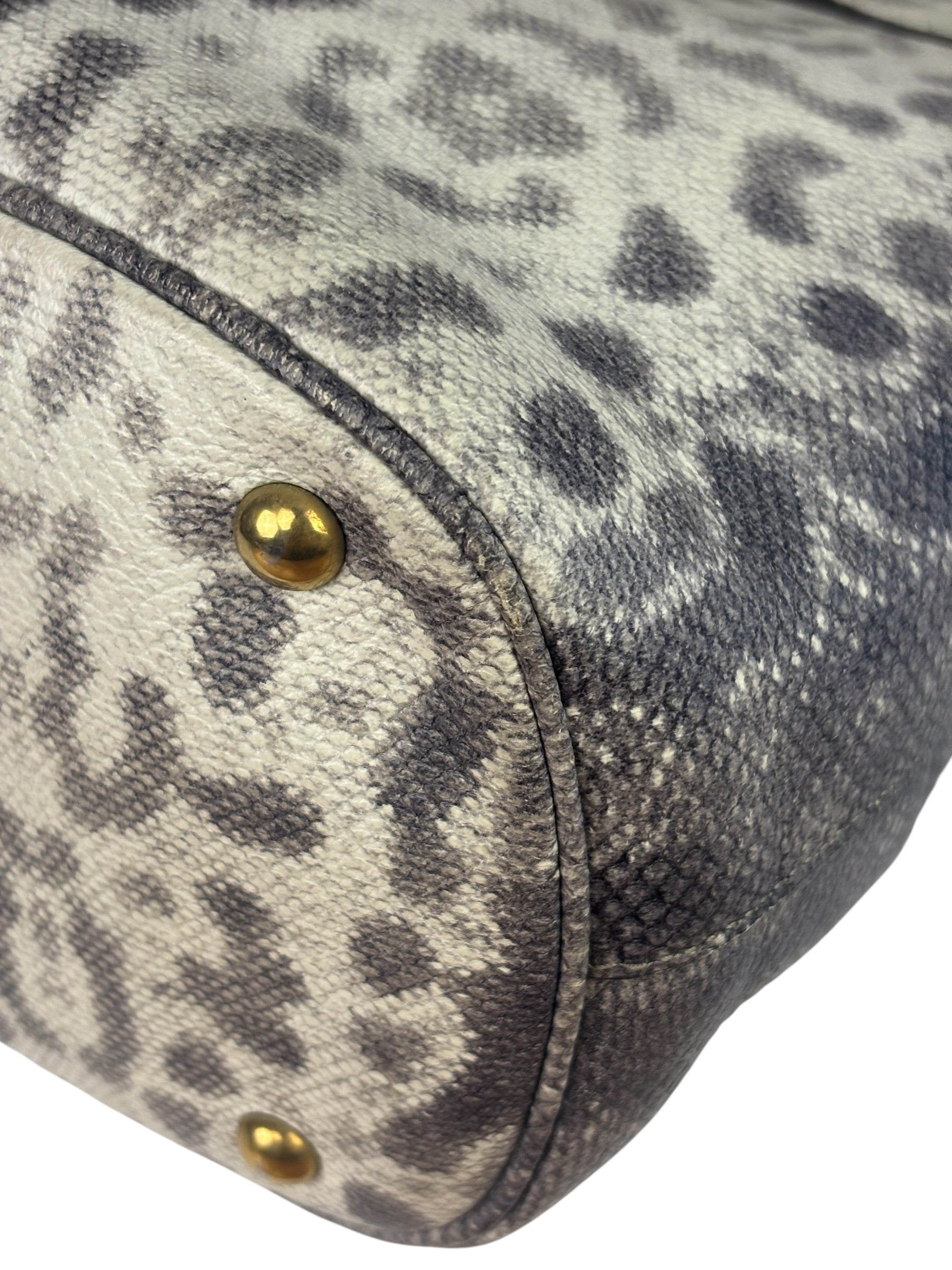 Gucci Cream/Grey Python-Embossed Horsebit Bright Bit Tote