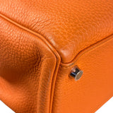 Hermes 2011 Orange Togo Leather Palladium Kelly 35