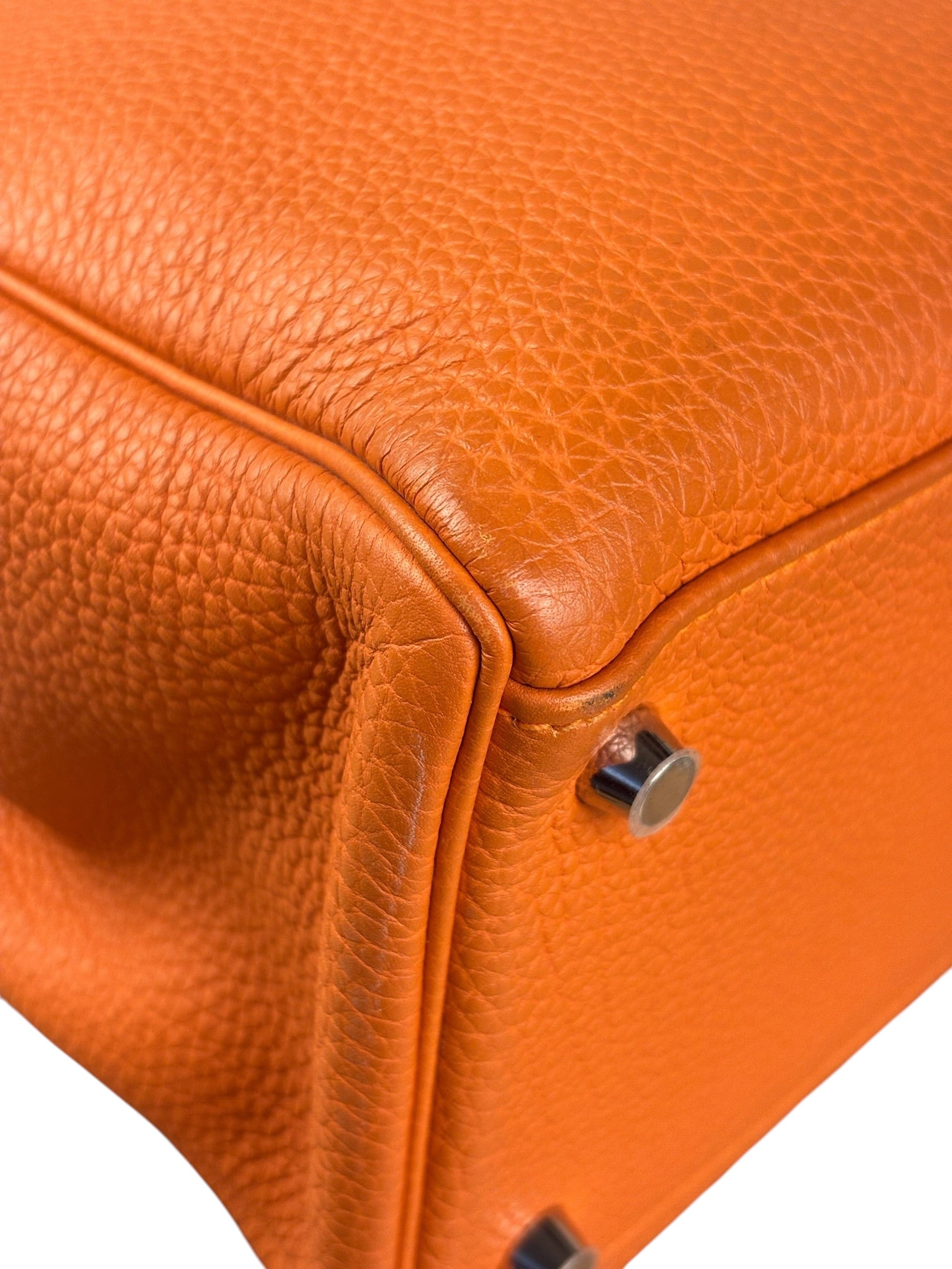 Hermes 2011 Orange Togo Leather Palladium Kelly 35