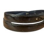 Celine Vintage Black Leather Horse Carriage Rectangular Plate Buckle Belt