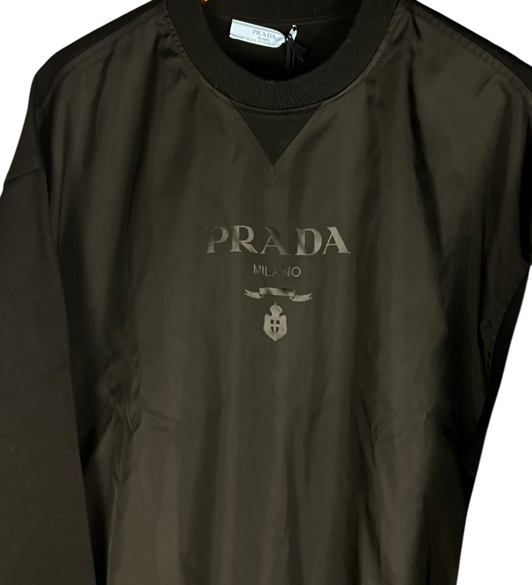 Prada Black Nylon Logo Pullover