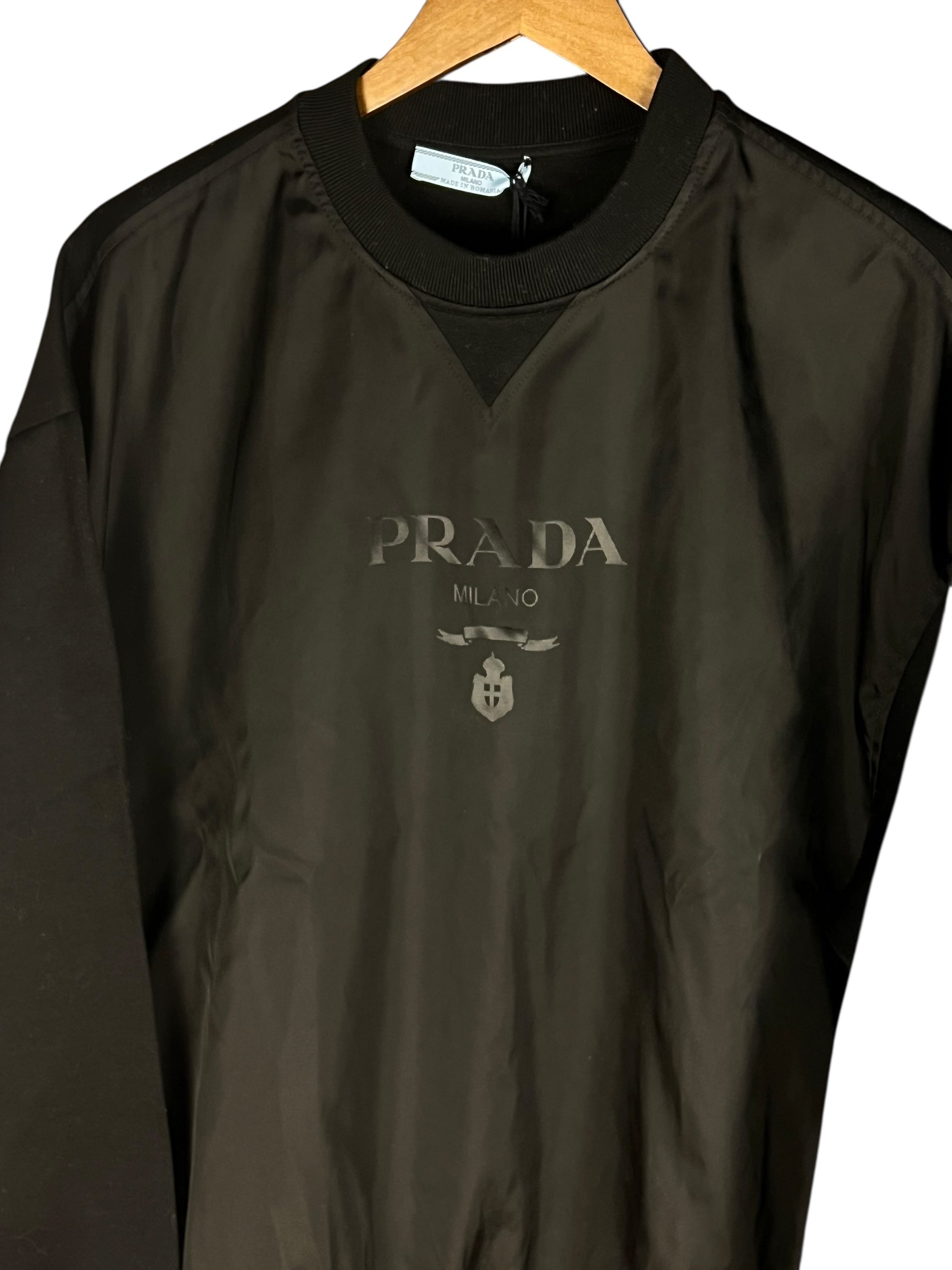 Prada Black Nylon Logo Pullover