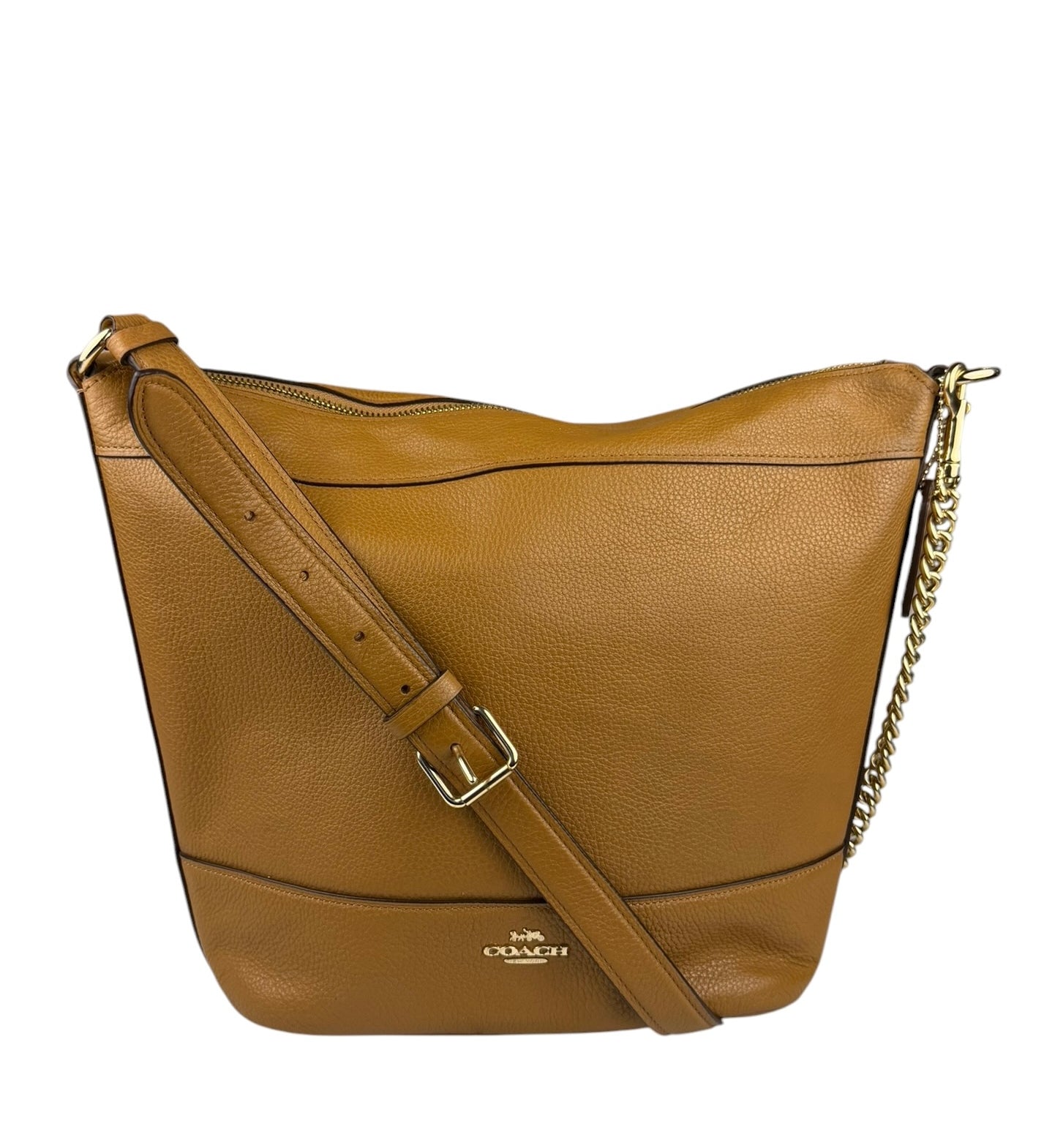 Coach Camel Leather Paxton Bucket Crossbody
