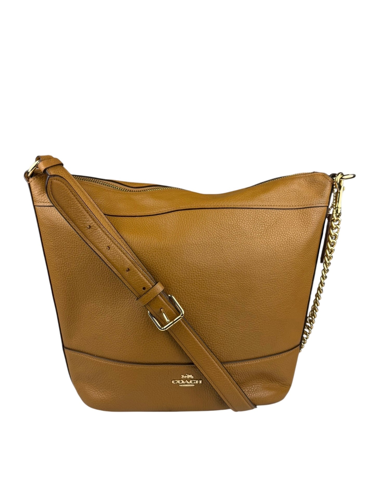 Coach Camel Leather Paxton Bucket Crossbody