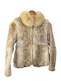 Vintage Dritte Brown Rabbit Fur/Fox Fur Trim Zip-Up Coat