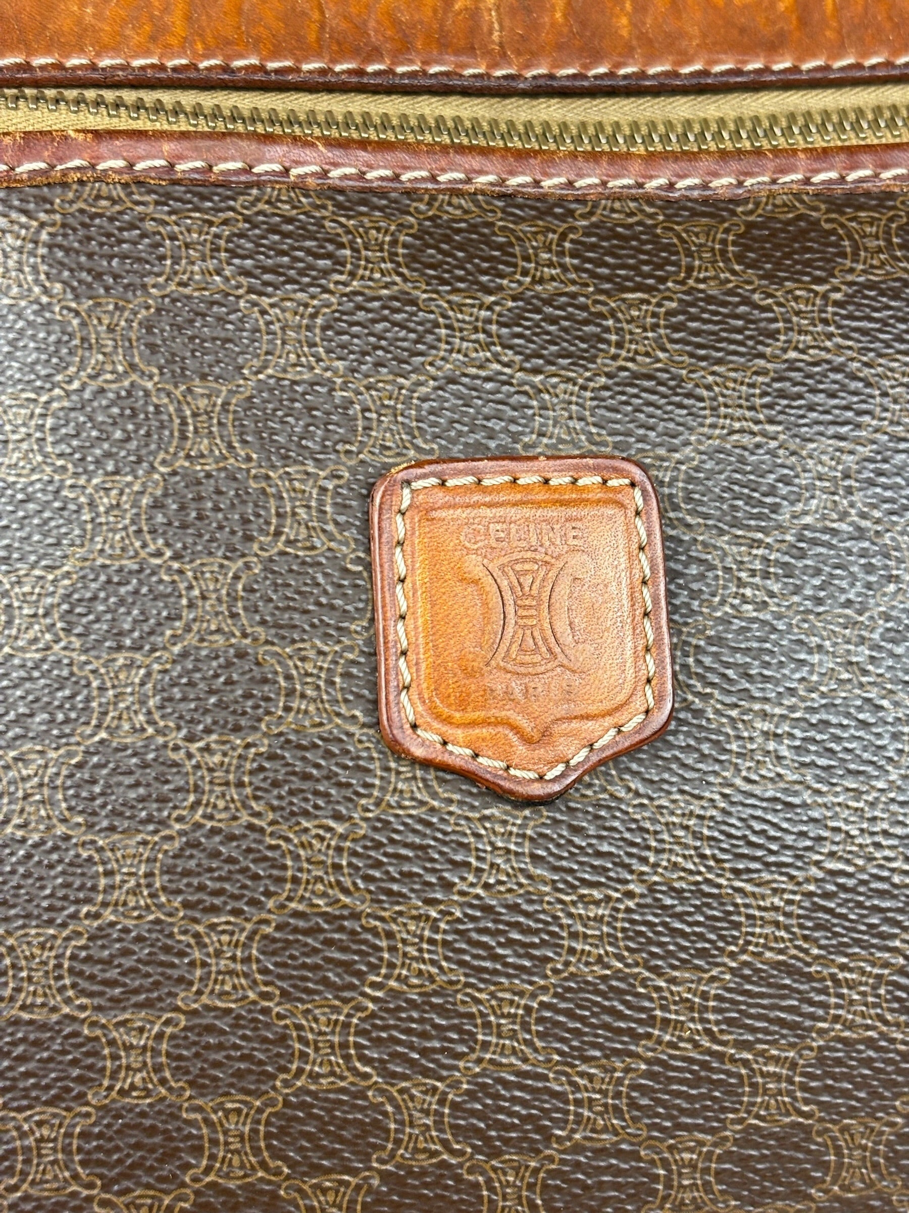 Celine Brown Leather Macadam Clutch