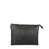 Gucci Black Leather Medium Jumbo GG Pouch/Messenger Crossbody Bag