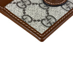Gucci Brown Leather Trim GG Supreme Card Holder