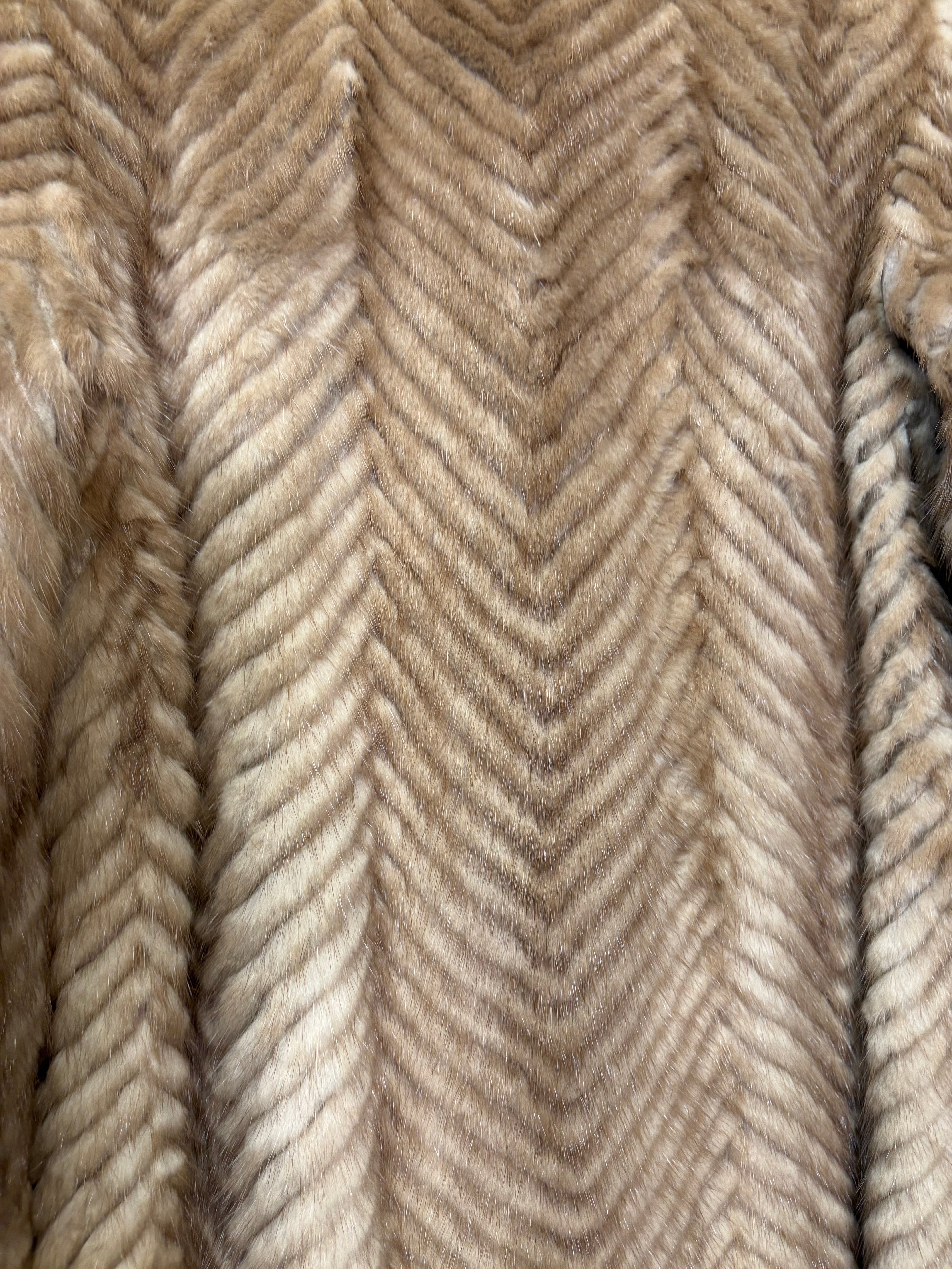 Keio Vintage Ivory Chevron Mink Fur Coat