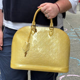 Louis Vuitton Yellow Monogram Vernis Alma Handbag