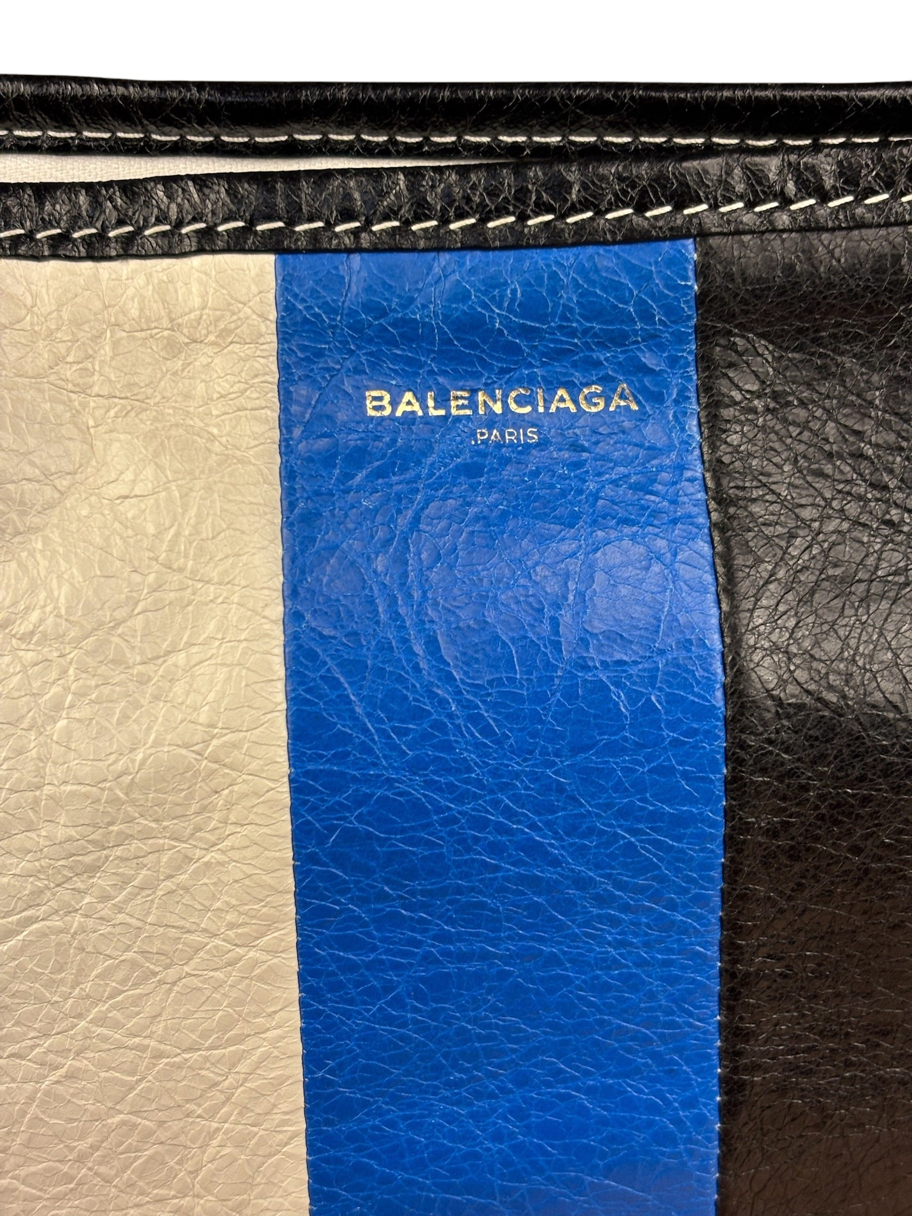Balenciaga Tricolor Leather Bazaar Striped Pouch