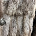 Vintage Russian Squirrel Greyish Brown Reversible Fur & Silk Coat
