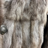 Vintage Russian Squirrel Greyish Brown Reversible Fur & Silk Coat