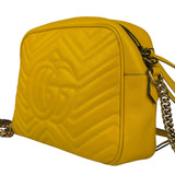 Gucci Bright Yellow GG Marmont Matelasse Shoulder Camera Bag