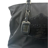 Prada Black Tessuto Nylon Leather Trim Tote Bag