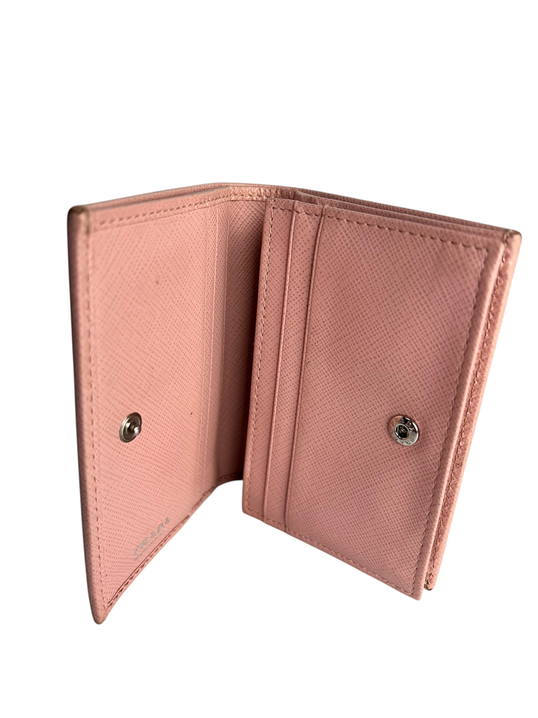 Prada Pink Saffiano Leather Compact Wallet