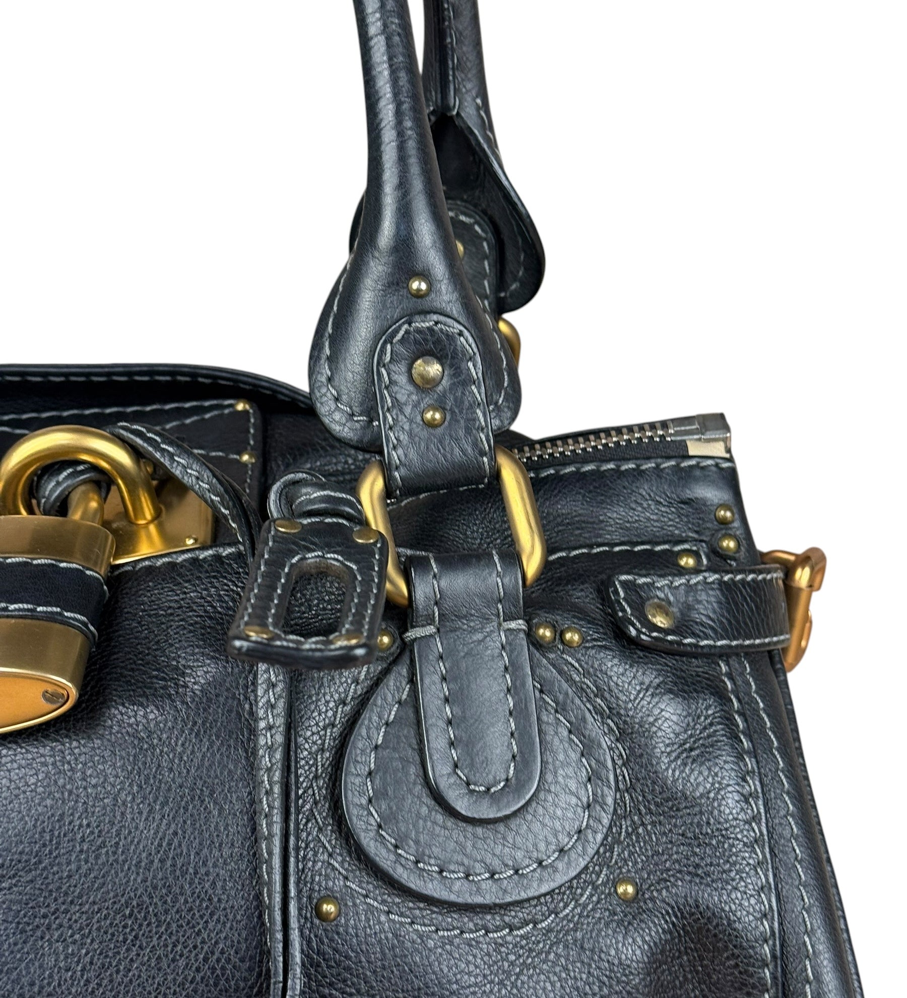 Chloé Dark Grey Leather Paddington Handbag
