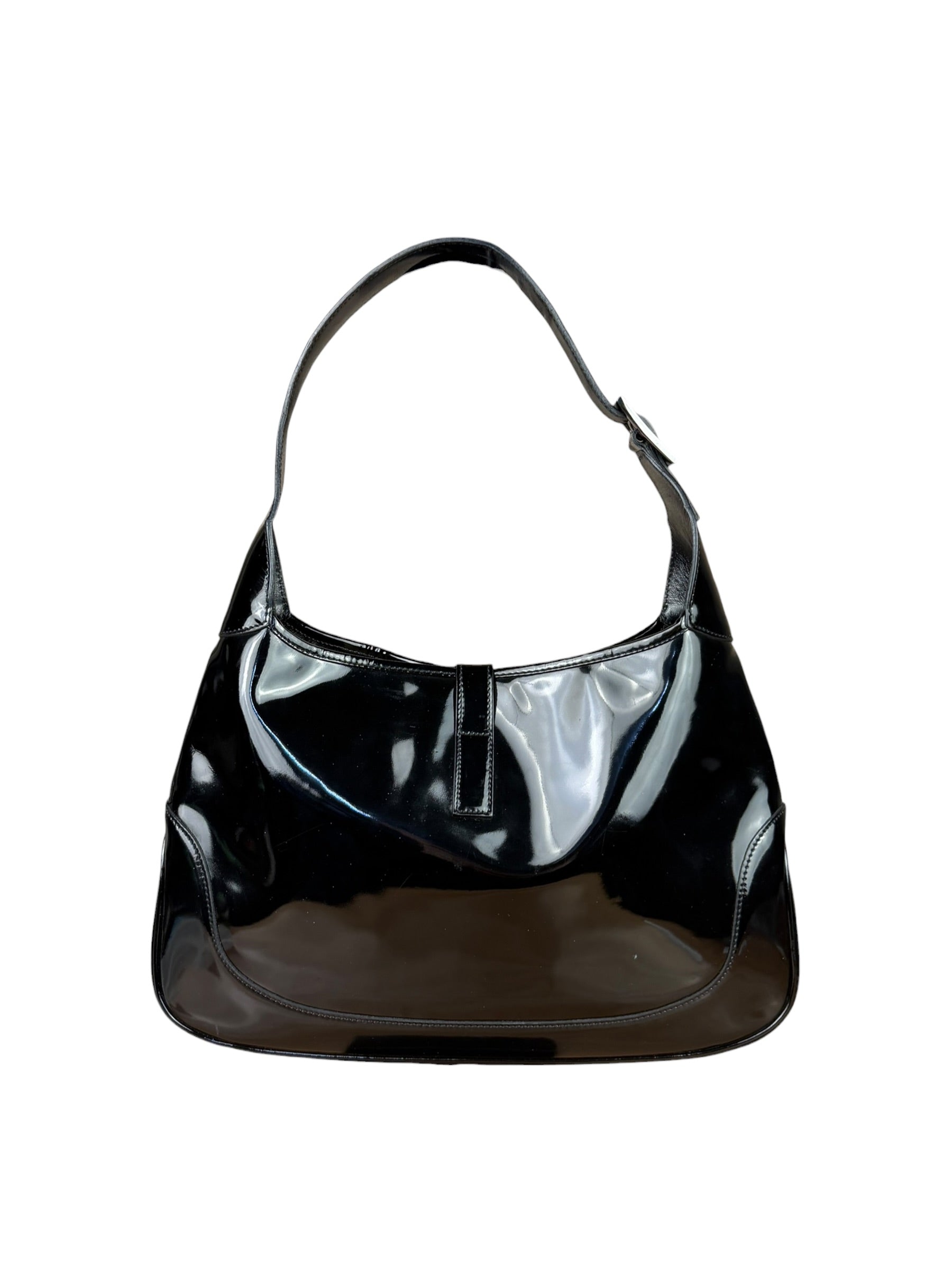 Gucci Vintage TF Black Patent Leather Jackie Hobo Bag