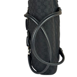 Gucci Black Leather Trim GG Horsebit Shoulder Bag