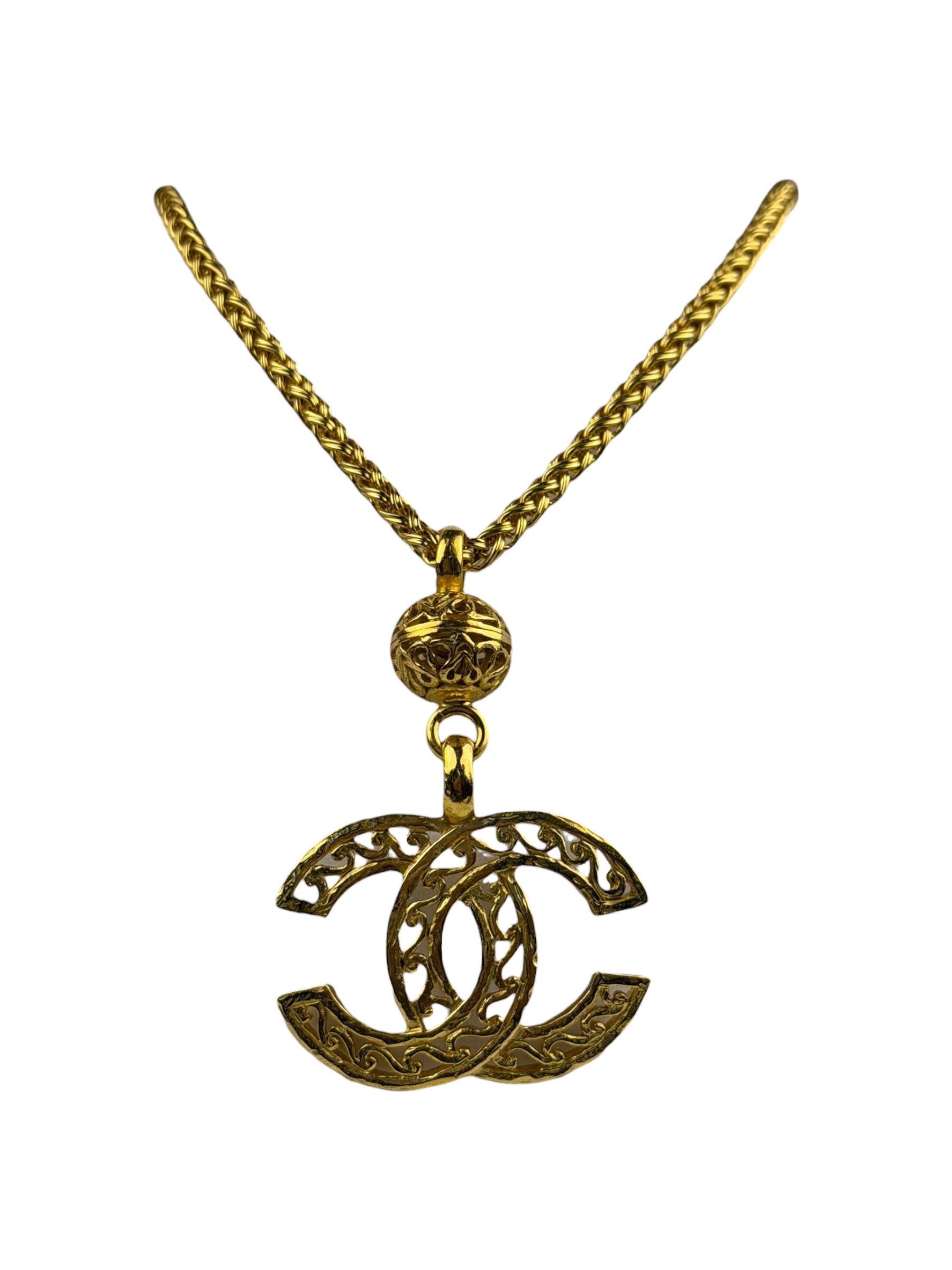 Chanel Vintage CC Logo Filigree Ball Pendant -1995