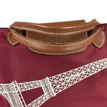 Longchamp Red Leather Trim Le Pliage Paris Eiffel Tower Tote Bag