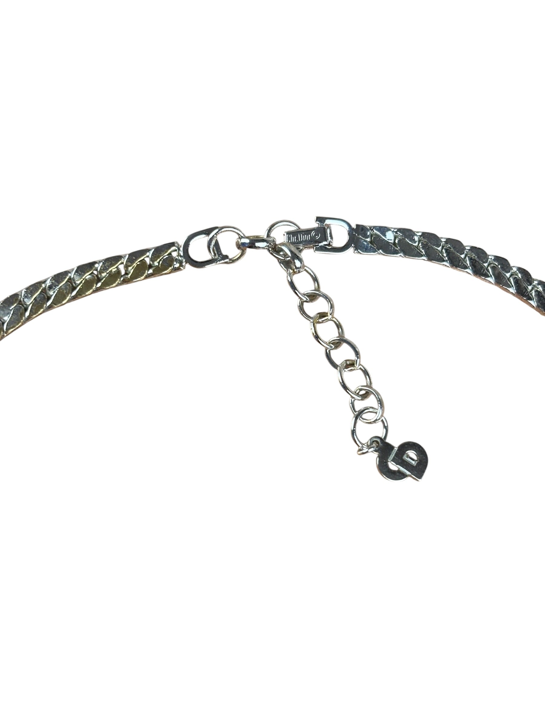 Christian Dior Vintage Rhinestone Crescent Smile Necklace