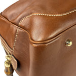 Gucci Tan Brown Leather Bamboo Handle Boston Bag
