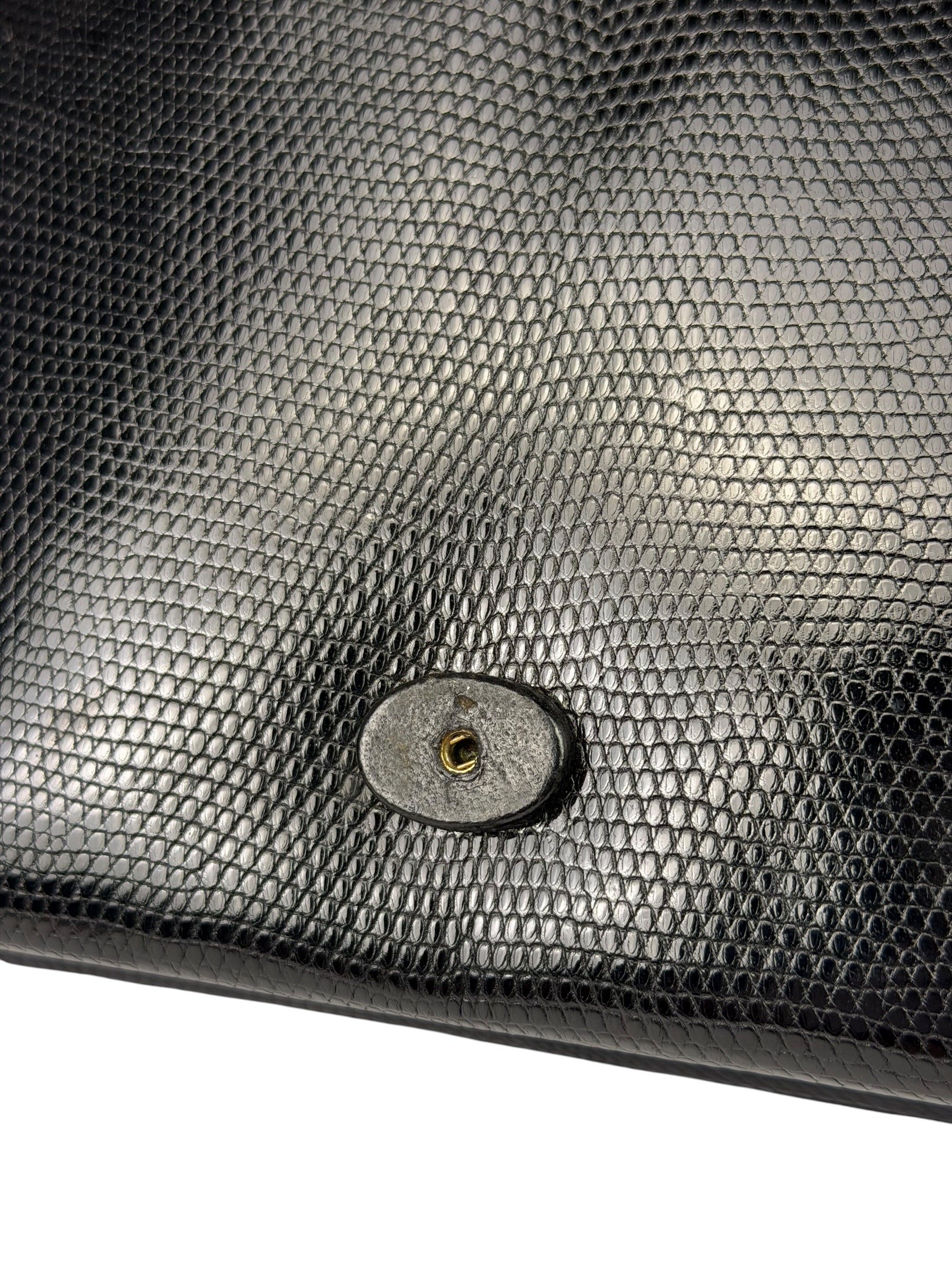 Chanel Black Lizard Leather Envelope Flap Bag 1986