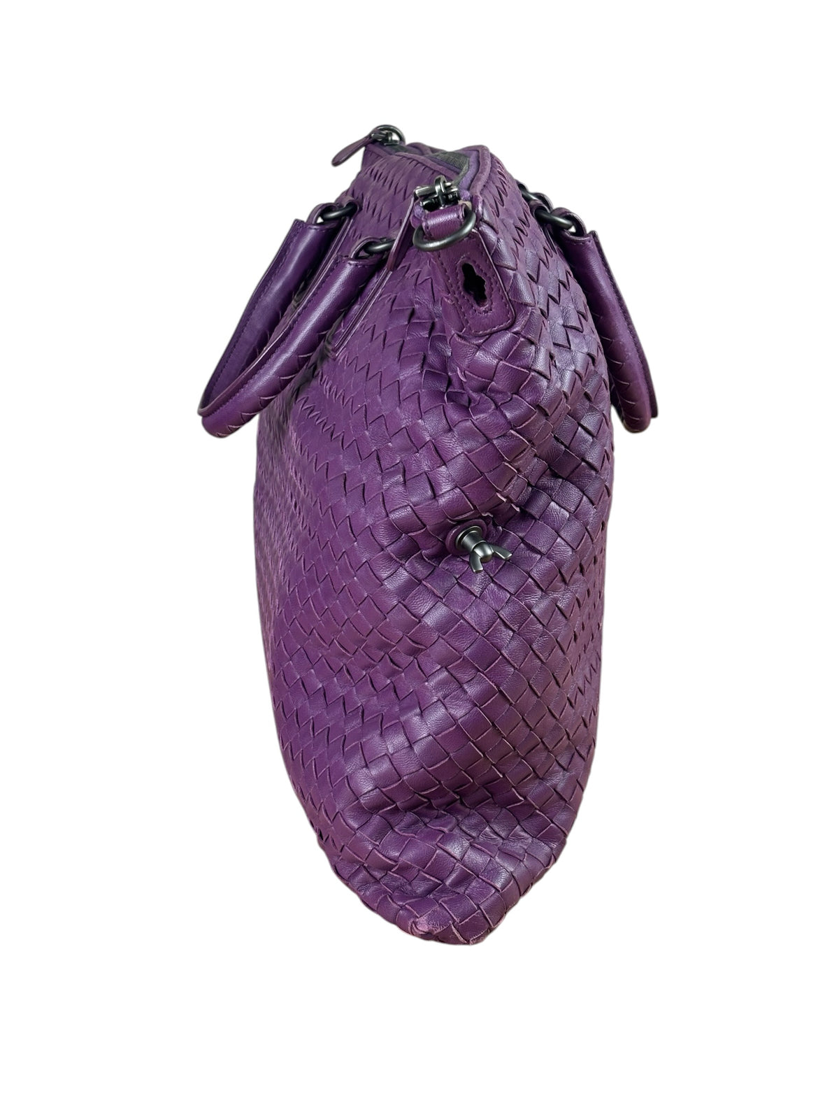 Bottega Veneta Purple Intrecciato Cabat Two-Way Tote