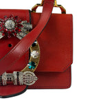 Miu Miu Red Leather Lady Jeweled Flap Bag