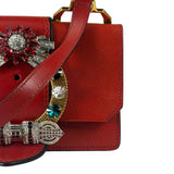 Miu Miu Red Leather Lady Jeweled Flap Bag