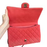 Chanel Coral Pink Matte Quilted Caviar Flap Shoulder Bag 2012