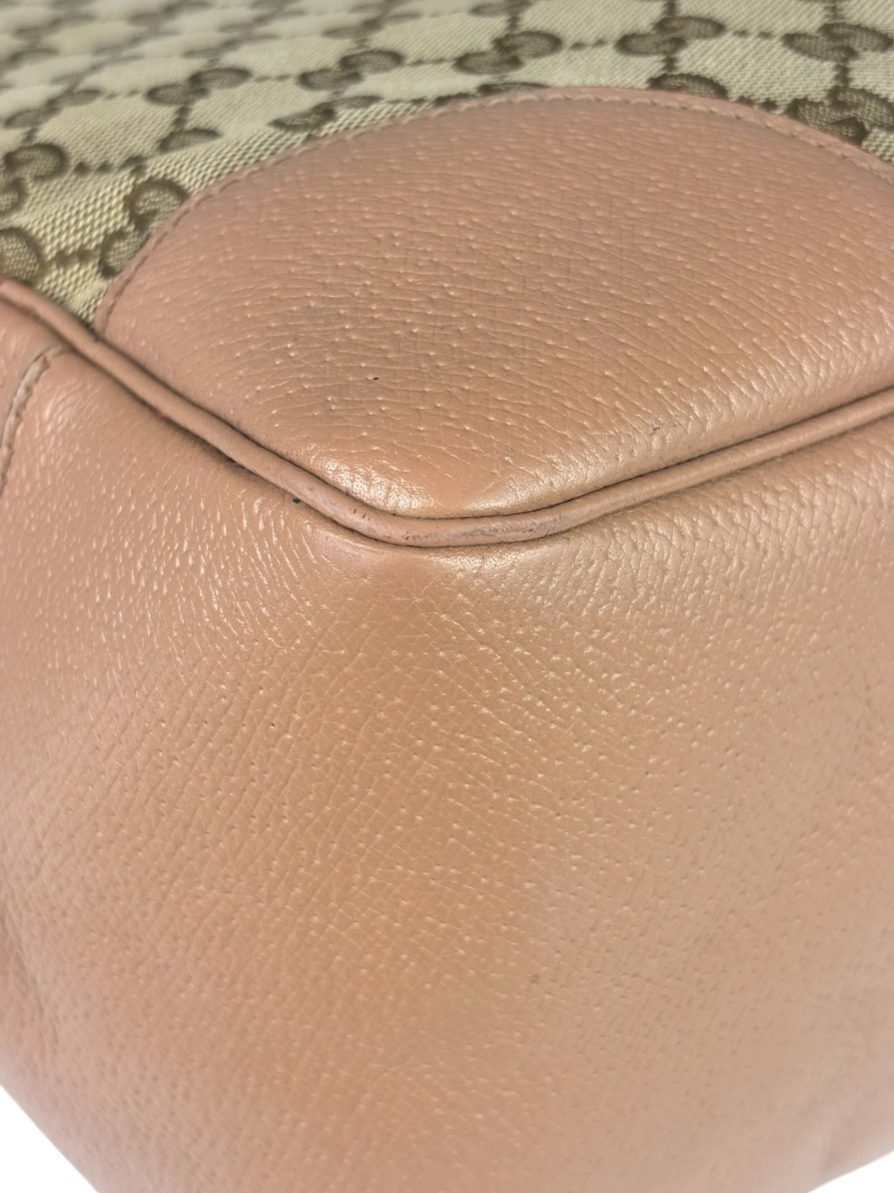 Gucci Beige/Pink Leather Trim Bree Shoulder Bag