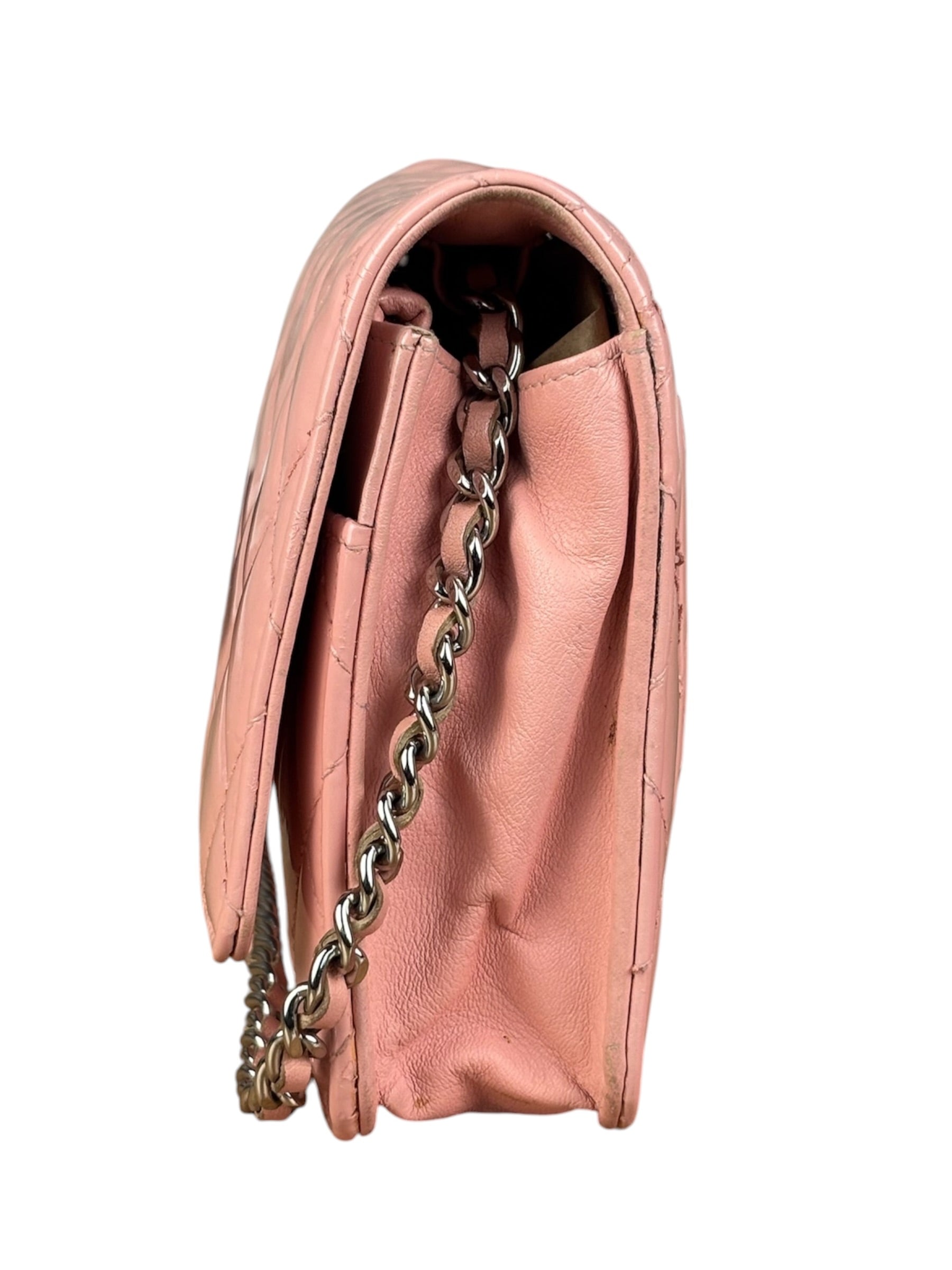 Chanel Pink Patent Quilted Wallet on Chain Bag 2012
