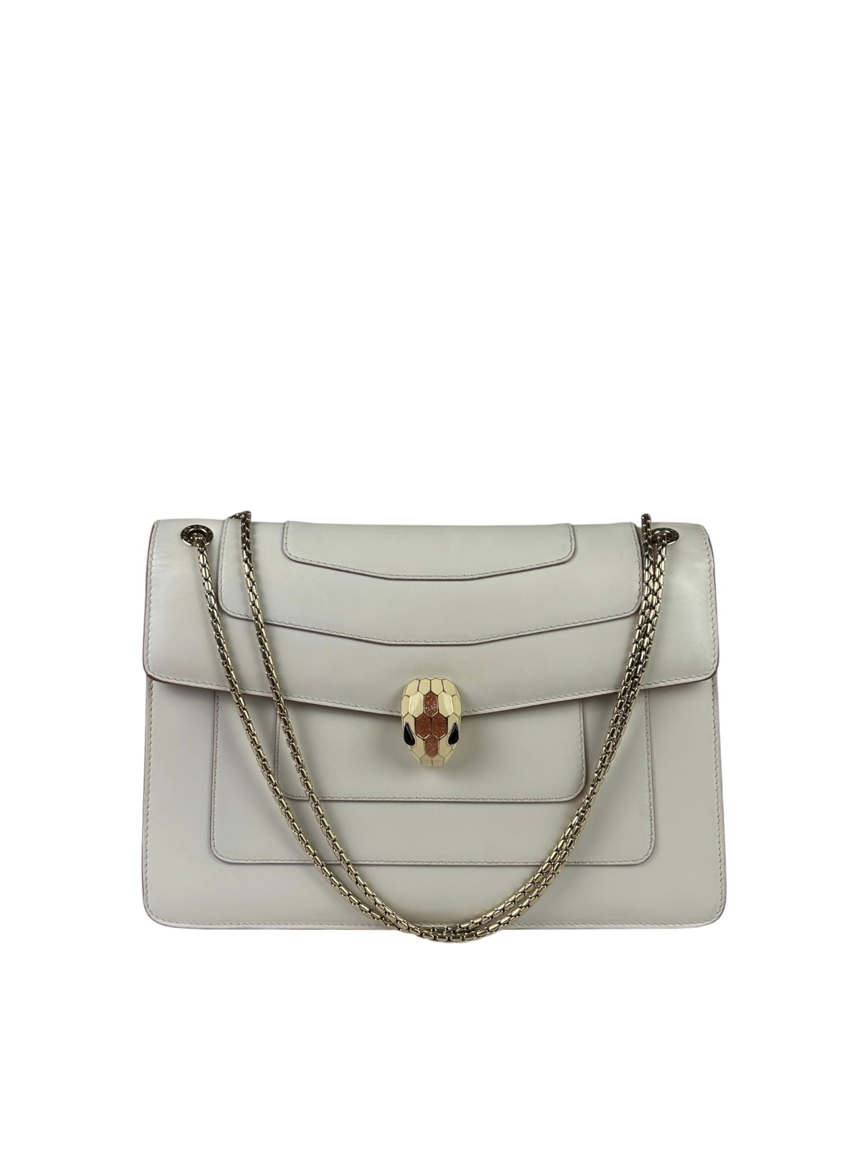 Bvlgari White/Pink Leather Serpenti Forever Shoulder Bag