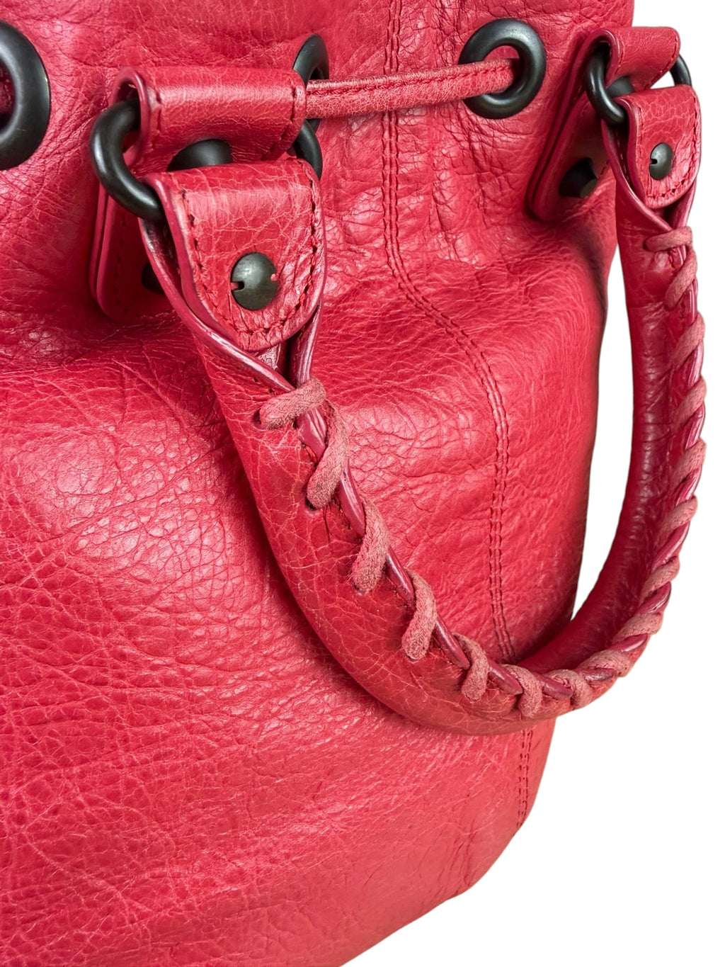 Balenciaga Fuchsia Pink Pompon Bucket Two-Way Bag