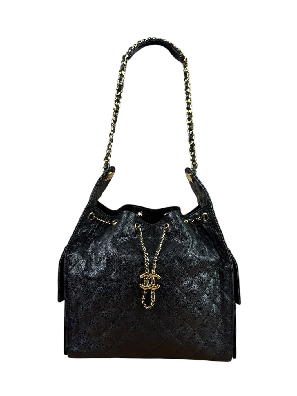 Chanel Medium Black Caviar 25 Hobo Bag