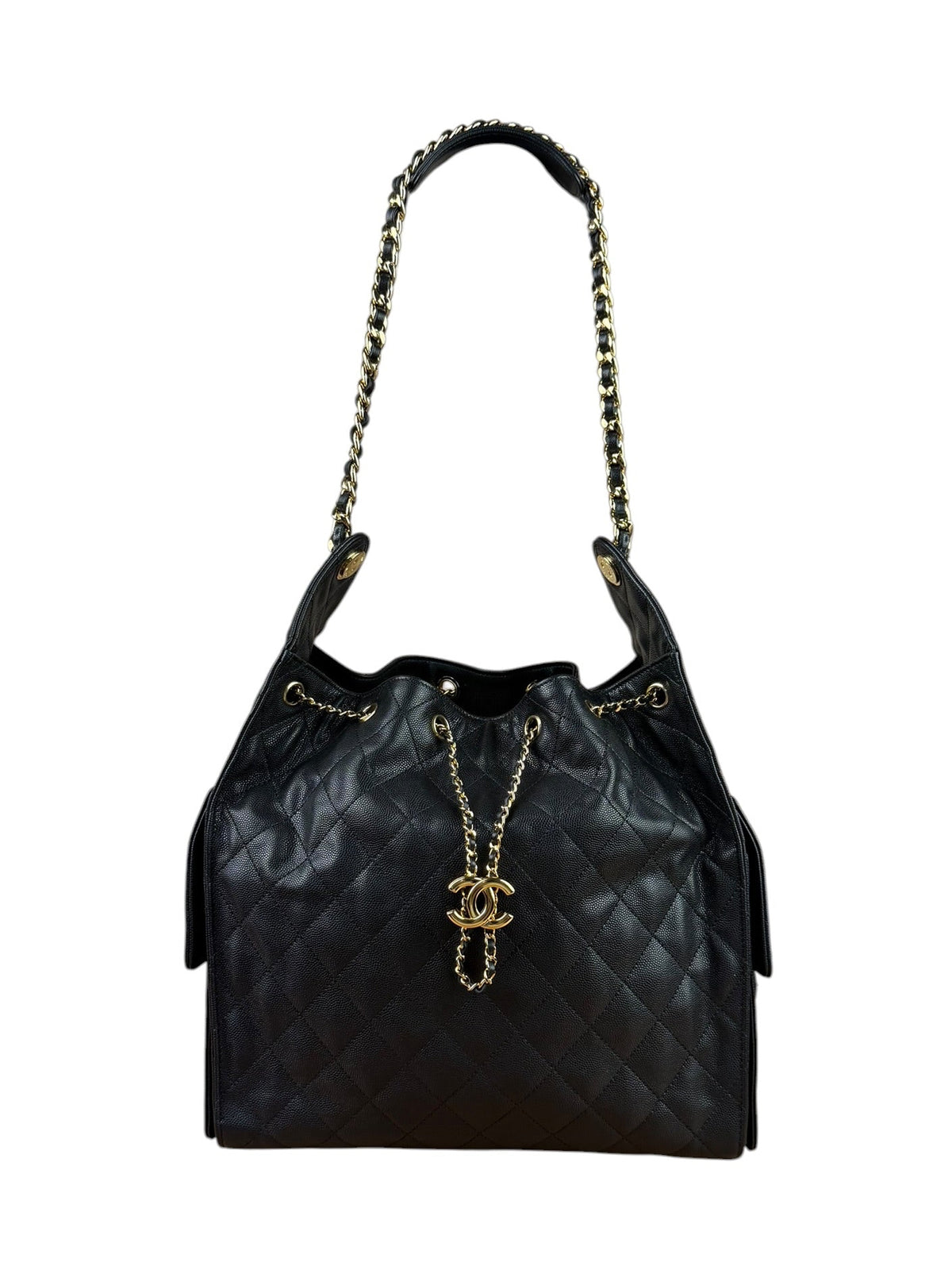 Chanel Medium Black Caviar 25 Hobo Bag