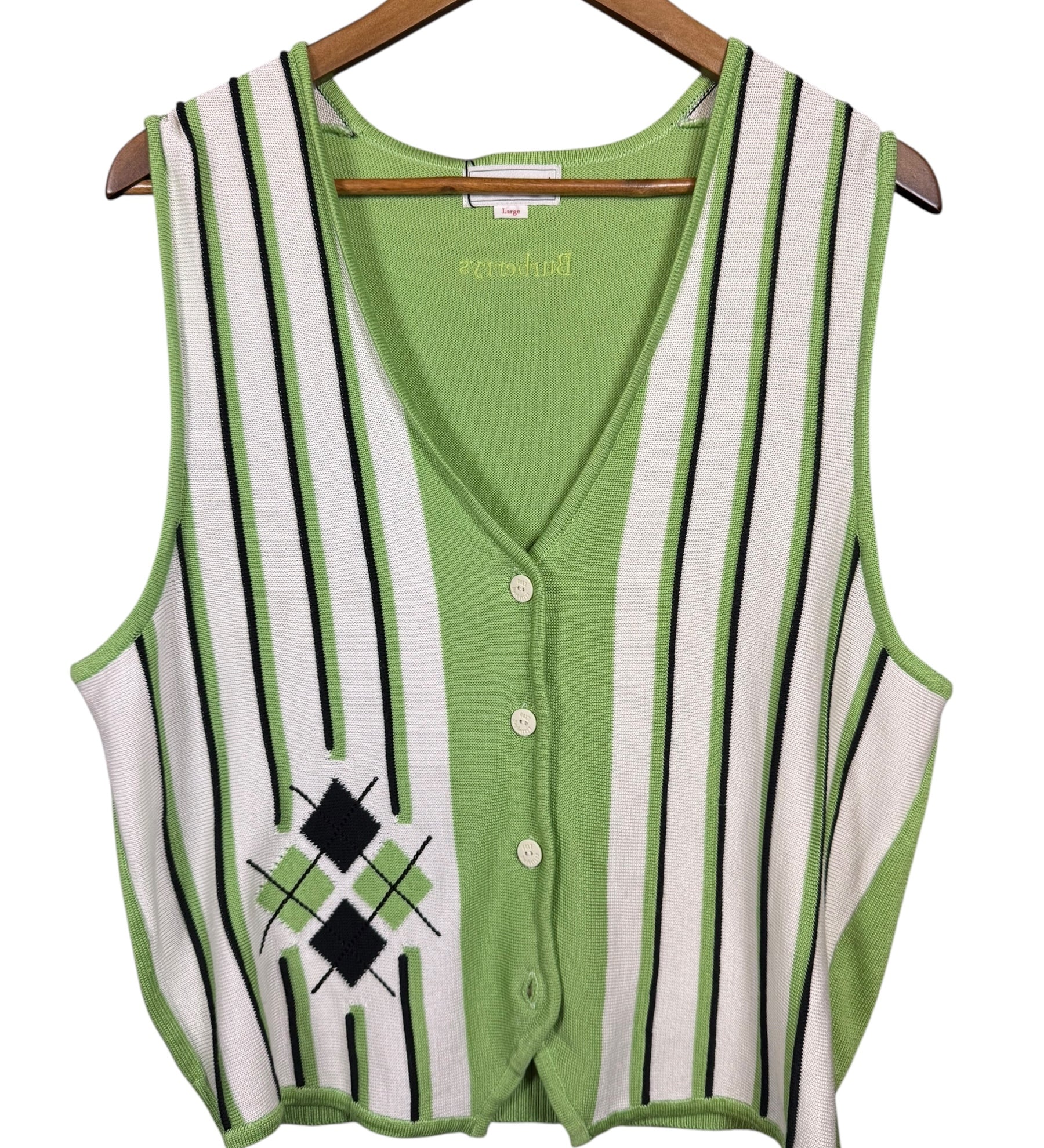 Burberry Striped Button-Up Sweater Vest