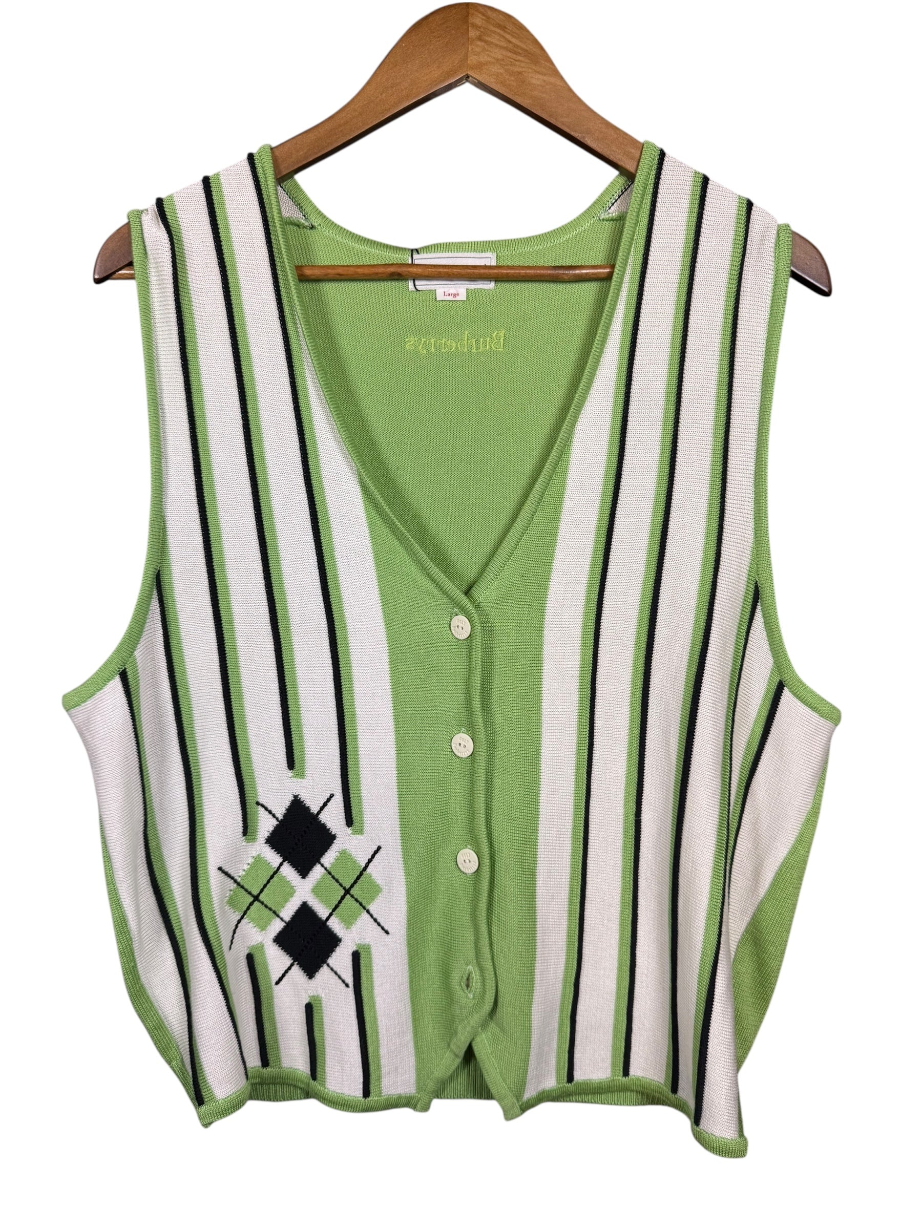 Burberry Striped Button-Up Sweater Vest