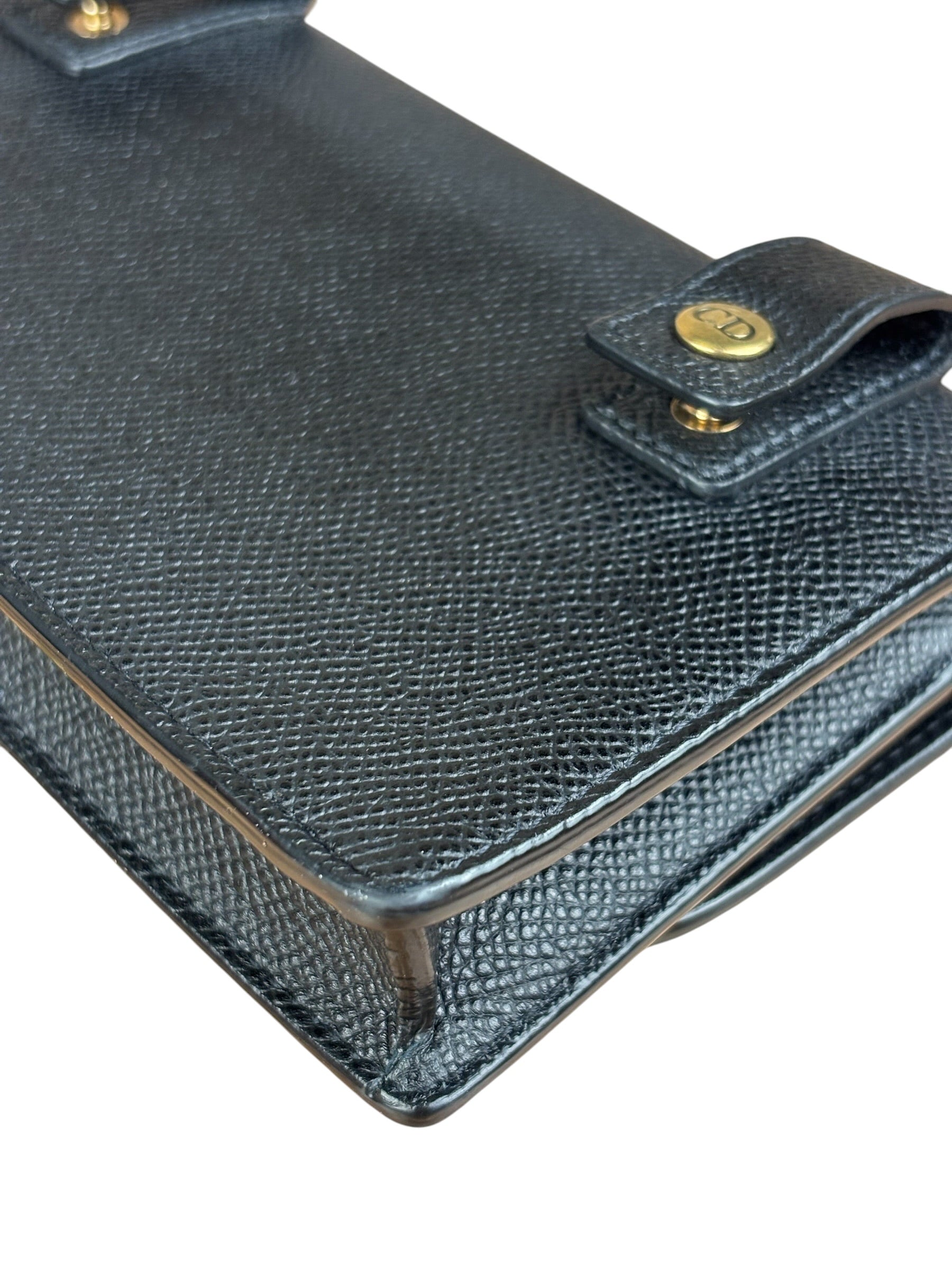 Christian Dior Black Grained Leather Saddle Belt Bag