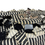 Chanel Black/White Sequin Stripped Medium Double Flap Shoulder Bag