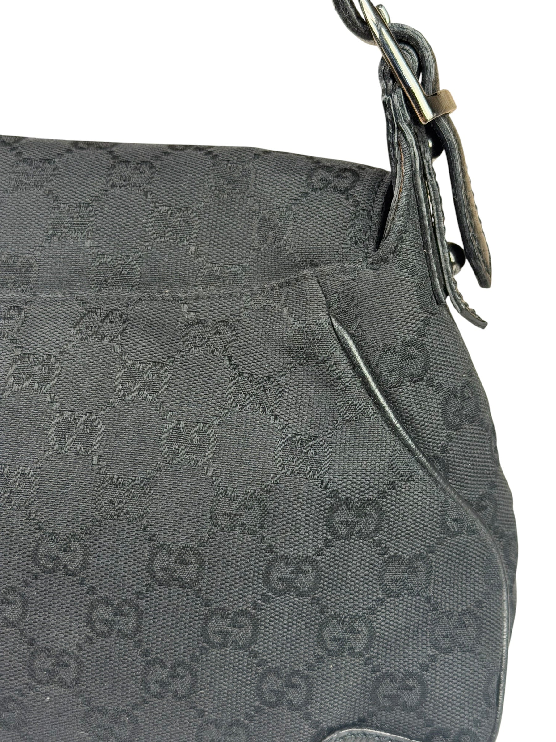 Gucci GG Vintage Black Horsebit Flap Shoulder Bag
