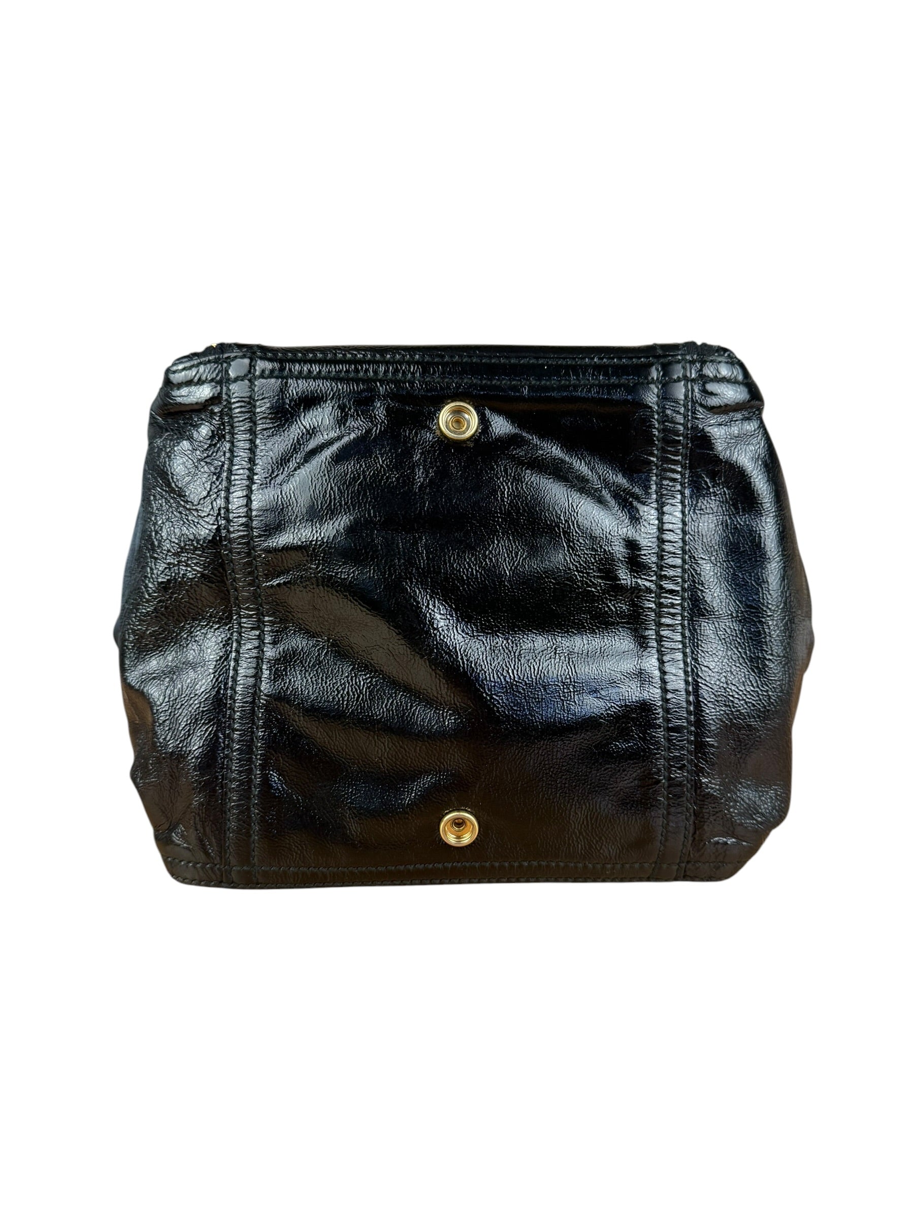 YSL Vintage Black Patent Leather Downtown Handbag