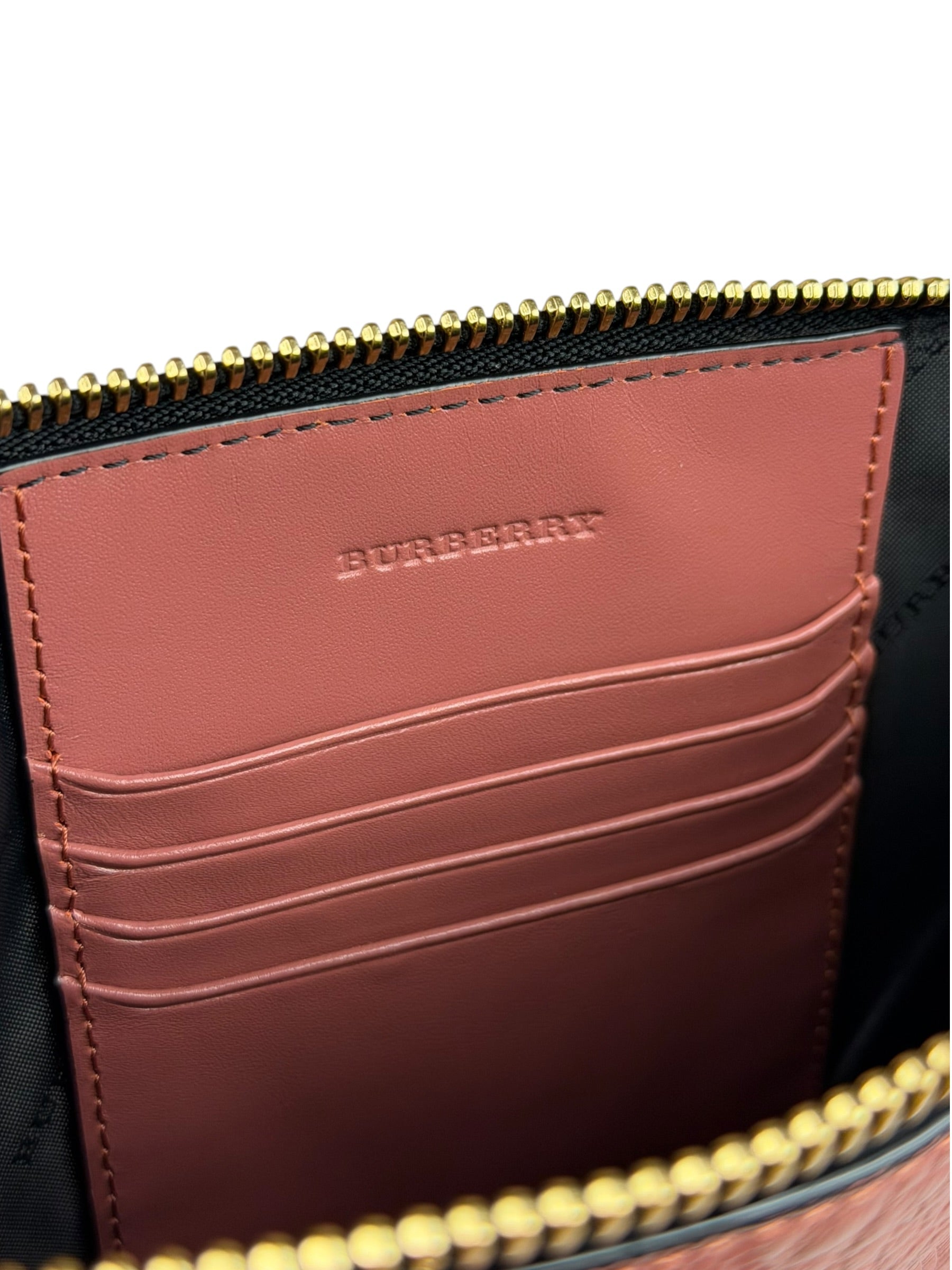 Burberry Pale Orchid Pink Leather Check-Embossed Peyton Crossbody