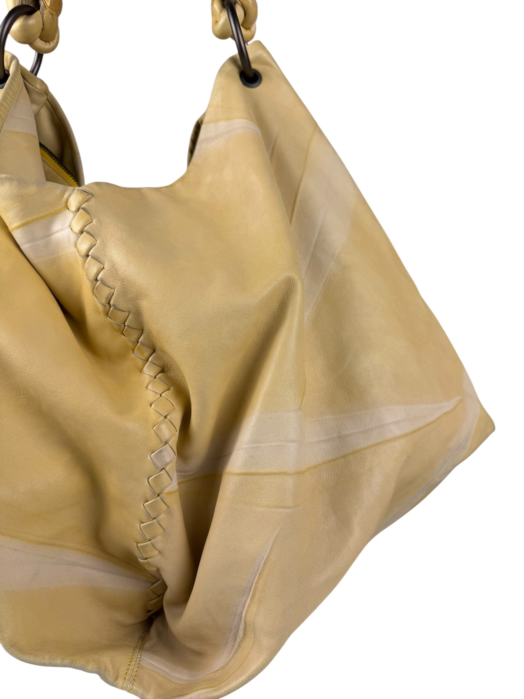 Bottega Veneta Yellow Calfskin Fortune Cookie Hobo