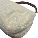 Fendi Cream/Brown Leather Trim Zucca Baguette