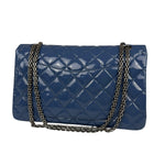 Chanel Blue Patent Quilted Jumbo Classic 2.55 Double Flap Bag 2011
